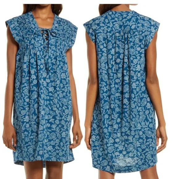 Faherty Cameo Cove Shift Dress Floral Blue NWT Size Small